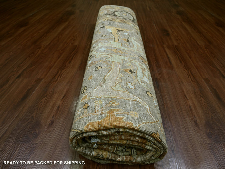 9'1" x 12'2" New Hand Knotted Grey Wool Rectangle Oriental Rug - MOA10221054