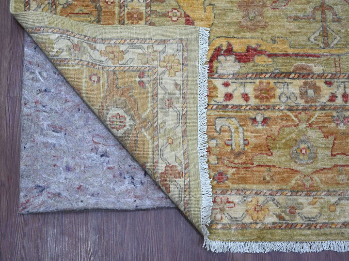 8'9" x 11'7" New Hand Knotted Green Wool Rectangle Oriental Rug - MOA10221055