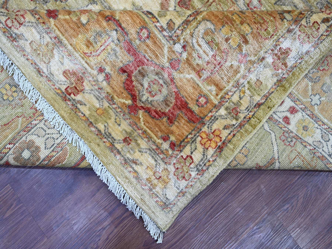 8'9" x 11'7" New Hand Knotted Green Wool Rectangle Oriental Rug - MOA10221055