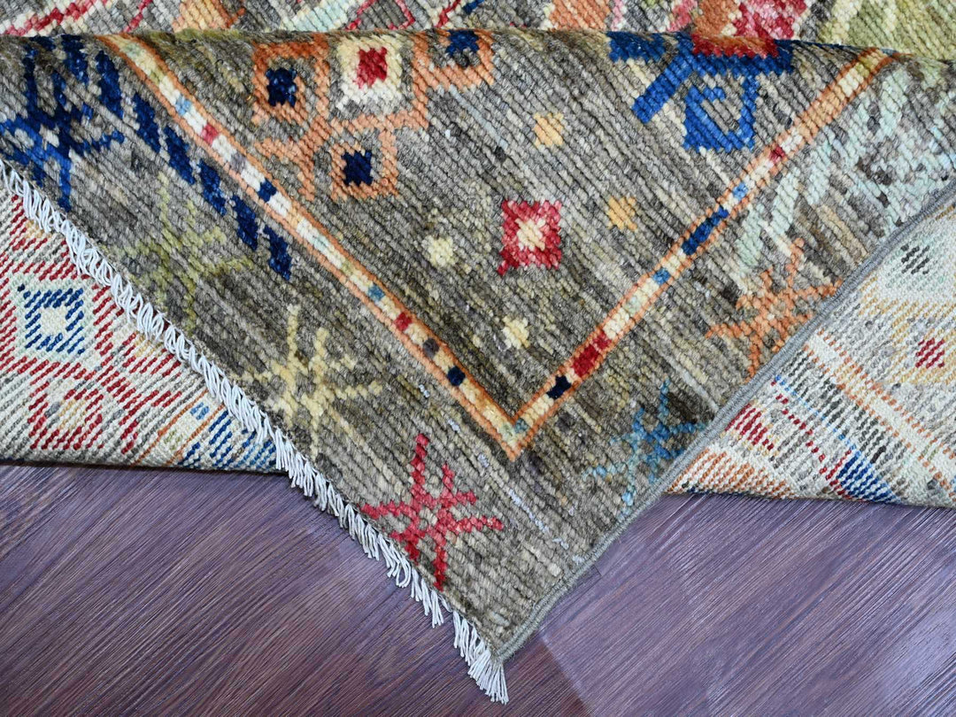 8'8" x 11'5" New Hand Knotted Grey Wool Rectangle Oriental Rug - MOA10221056