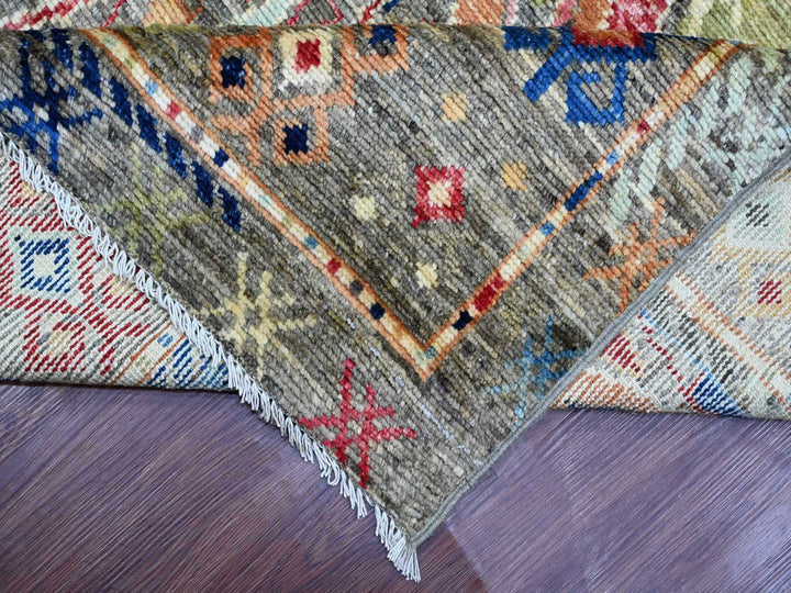 8'8" x 11'5" New Hand Knotted Grey Wool Rectangle Oriental Rug - MOA10221056
