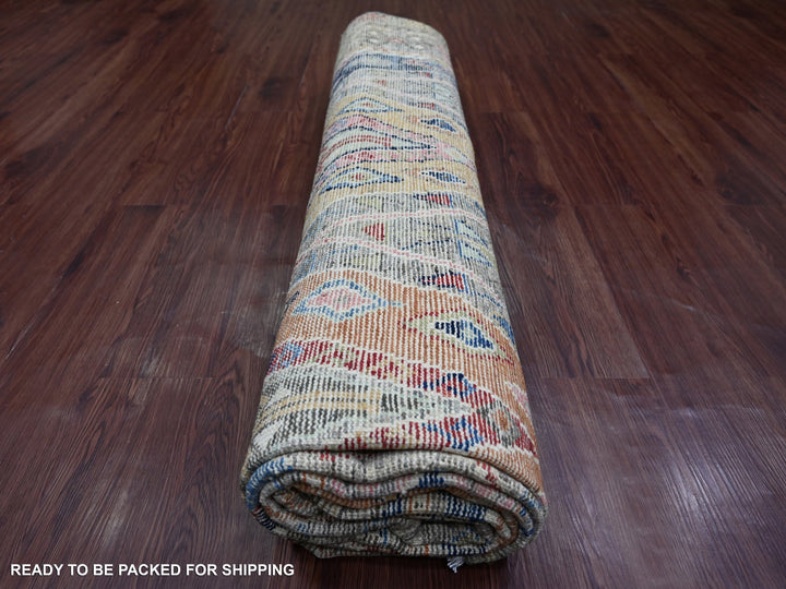 8'8" x 11'5" New Hand Knotted Grey Wool Rectangle Oriental Rug - MOA10221056