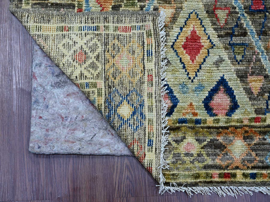 2'11" x 7'10" New Hand Knotted Grey Wool Runner Oriental Rug - MOA10221057