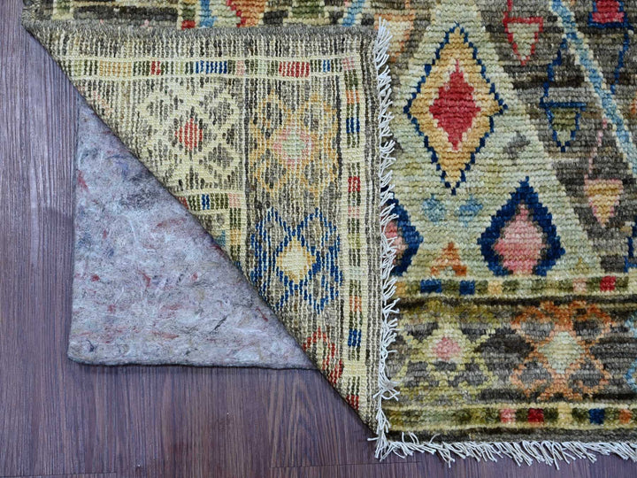 2'11" x 7'10" New Hand Knotted Grey Wool Runner Oriental Rug - MOA10221057