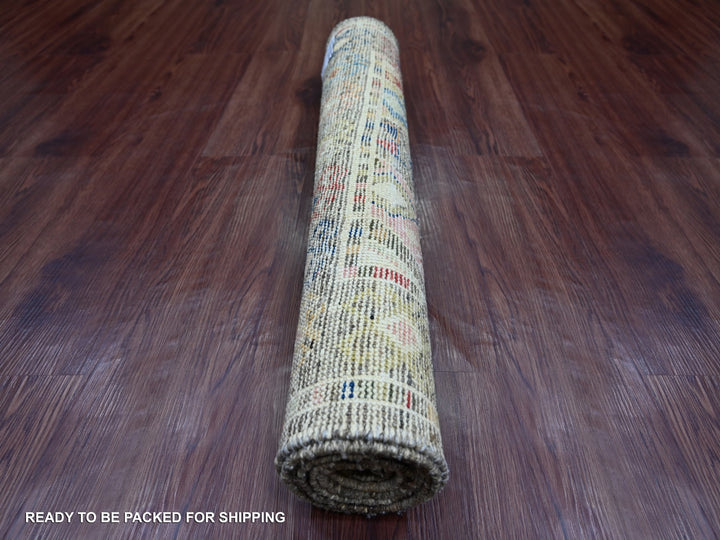 2'11" x 7'10" New Hand Knotted Grey Wool Runner Oriental Rug - MOA10221057