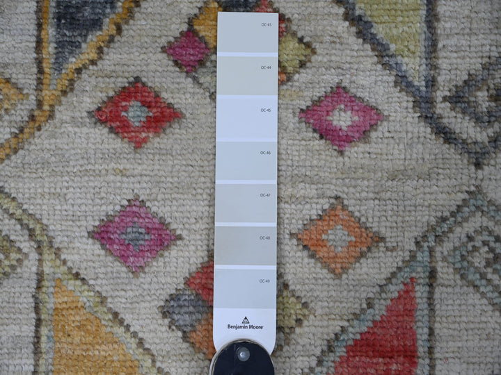 2'8" x 7'3" New Hand Knotted Ivory Wool Runner Oriental Rug - MOA10221058