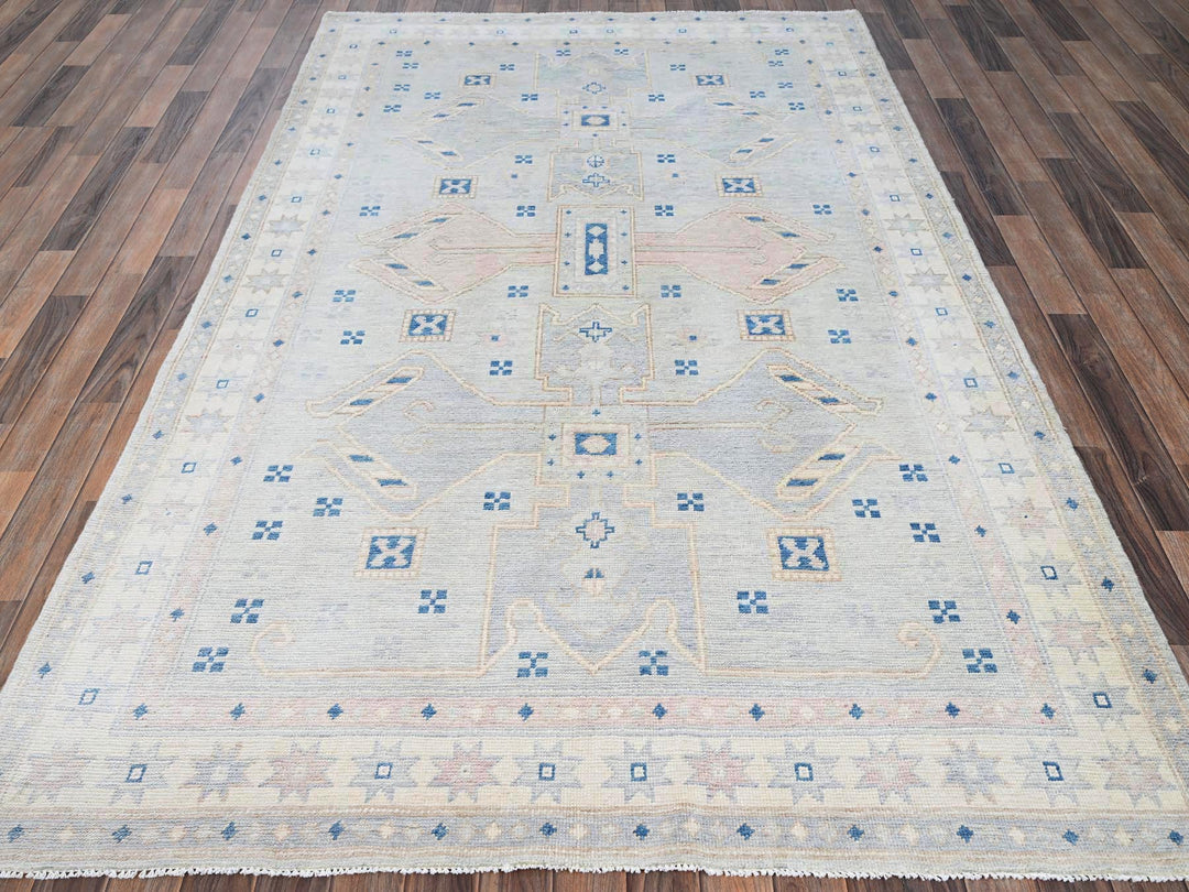 5'10" x 9'1" New Hand Knotted Grey Wool Rectangle Oriental Rug - MOA1022105