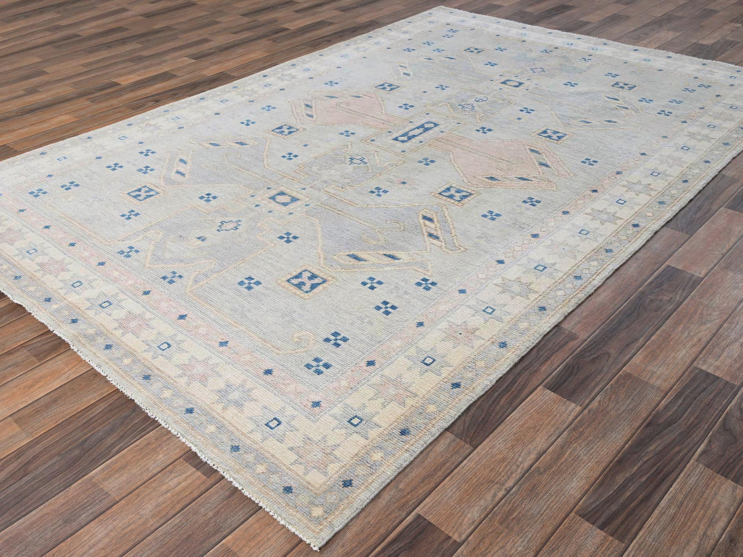 5'10" x 9'1" New Hand Knotted Grey Wool Rectangle Oriental Rug - MOA1022105