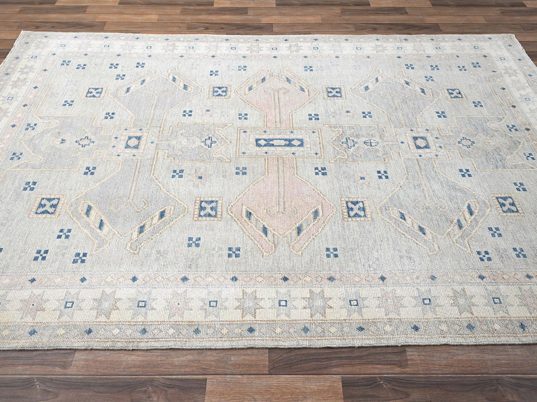 5'10" x 9'1" New Hand Knotted Grey Wool Rectangle Oriental Rug - MOA1022105