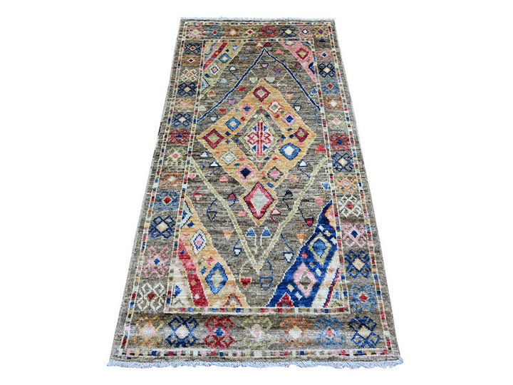 3'0" x 5'10" New Hand Knotted Grey Wool Runner Oriental Rug - MOA10221060