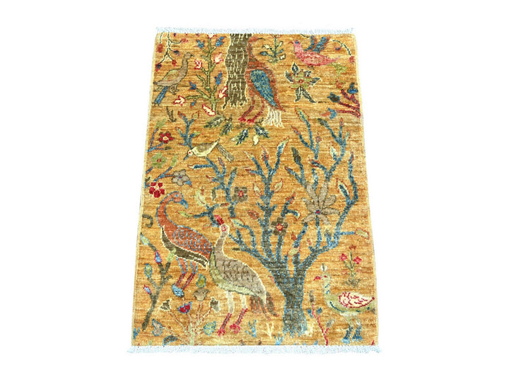 2'0" x 2'11" New Hand Knotted Brown Wool Rectangle Oriental Rug - MOA10221065
