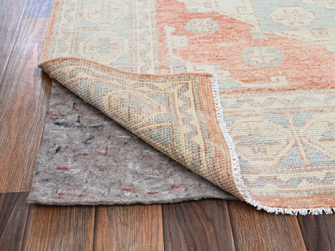 5'0" x 6'9" New Hand Knotted Orange Wool Rectangle Oriental Rug - MOA1022106