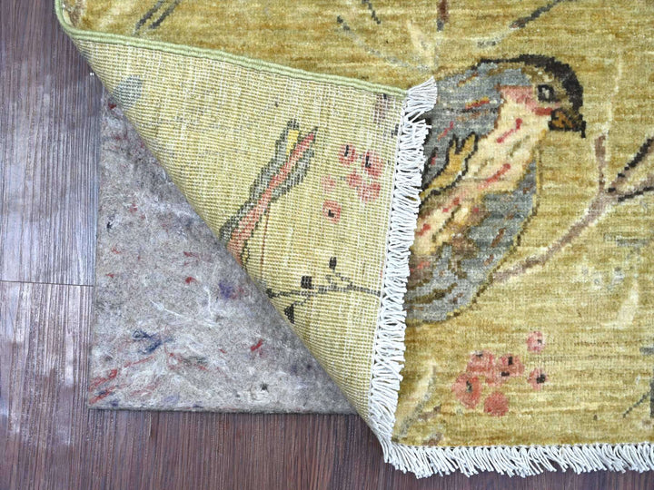 1'11" x 3'0" New Hand Knotted Green Wool Rectangle Oriental Rug - MOA10221070