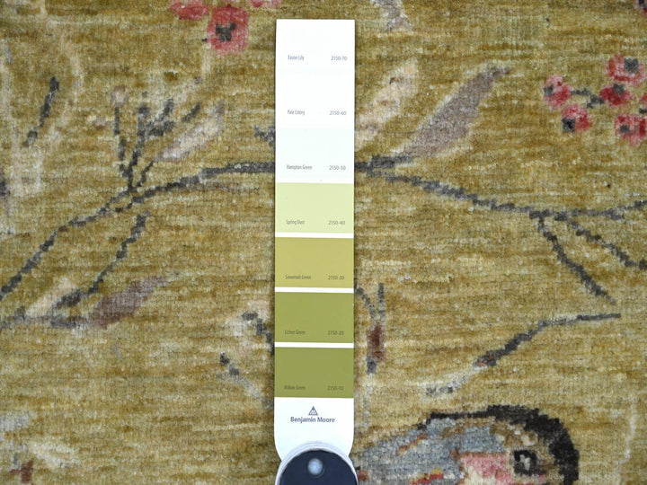 1'11" x 3'0" New Hand Knotted Green Wool Rectangle Oriental Rug - MOA10221070