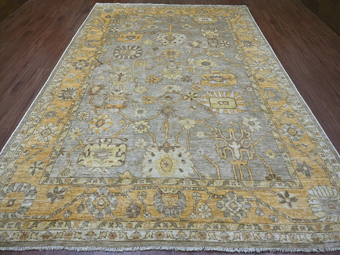 8'9" x 12'0" New Hand Knotted Grey Wool Rectangle Oriental Rug - MOA10221072