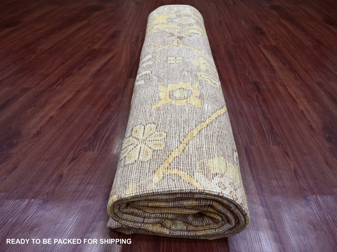 8'9" x 12'0" New Hand Knotted Grey Wool Rectangle Oriental Rug - MOA10221072