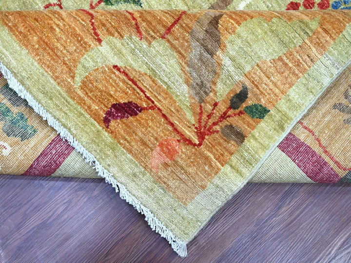 8'10" x 11'7" New Hand Knotted Green Wool Rectangle Oriental Rug - MOA10221073