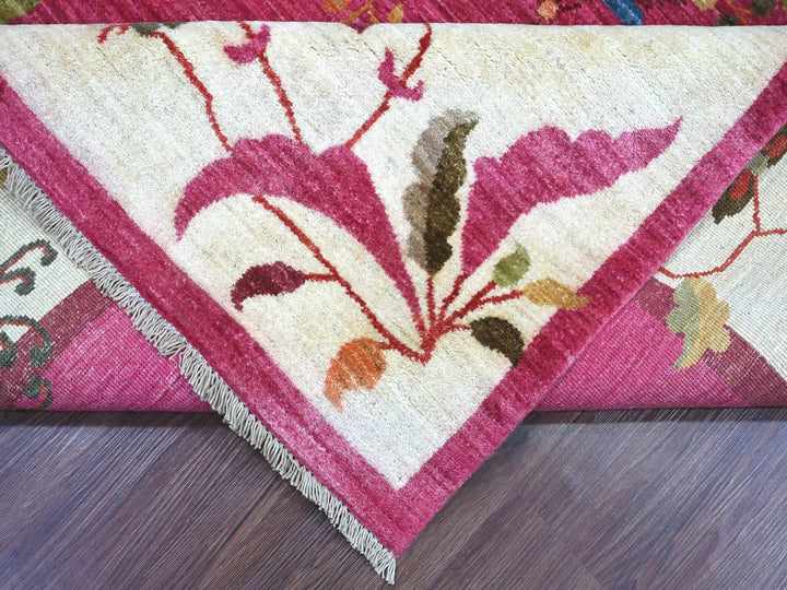 8'2" x 9'9" New Hand Knotted Pink Wool Rectangle Oriental Rug - MOA10221075
