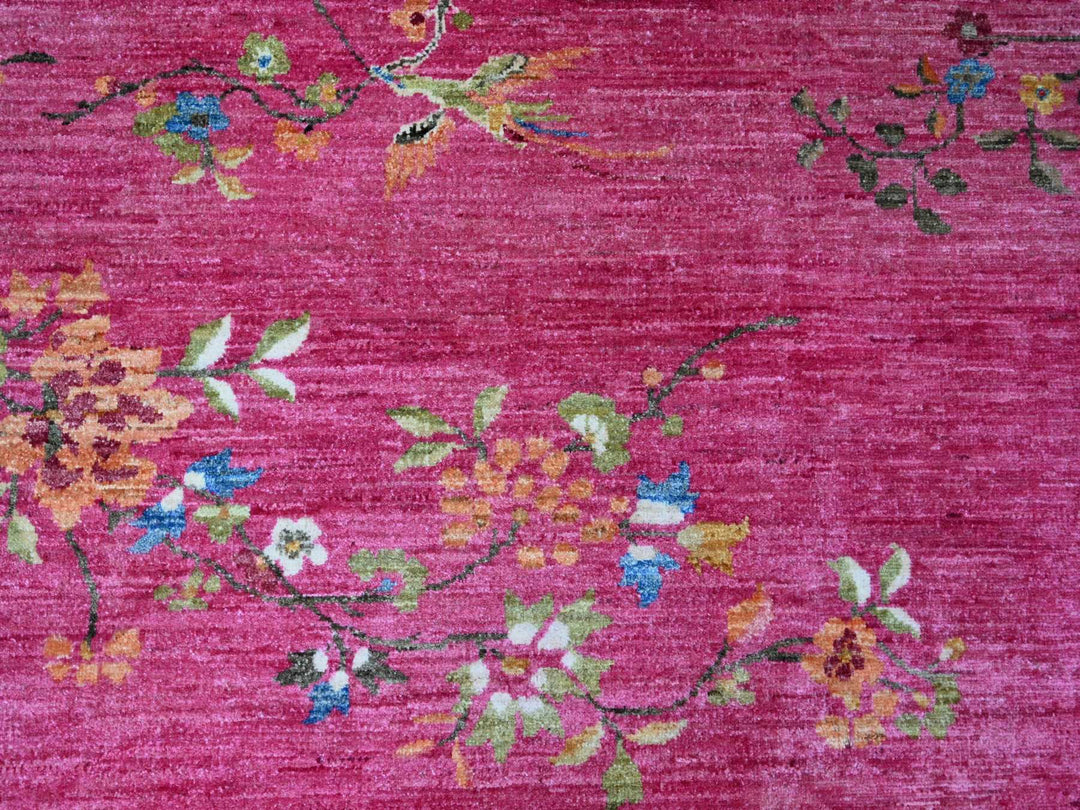 8'2" x 9'9" New Hand Knotted Pink Wool Rectangle Oriental Rug - MOA10221075