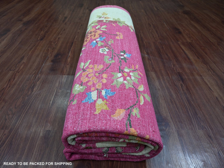 8'2" x 9'9" New Hand Knotted Pink Wool Rectangle Oriental Rug - MOA10221075