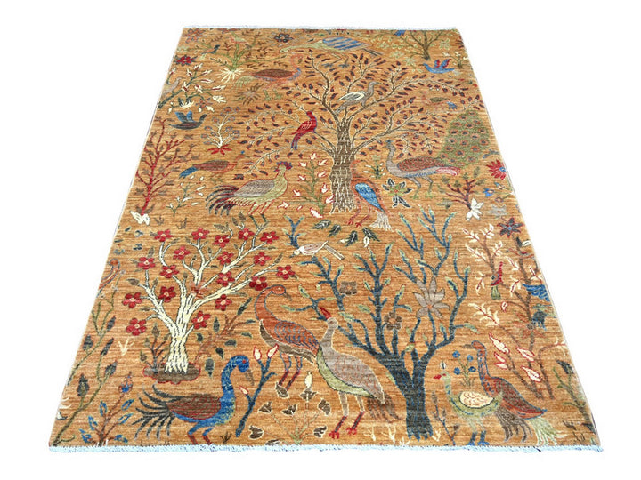 5'0" x 6'11" New Hand Knotted Brown Wool Rectangle Oriental Rug - MOA10221076