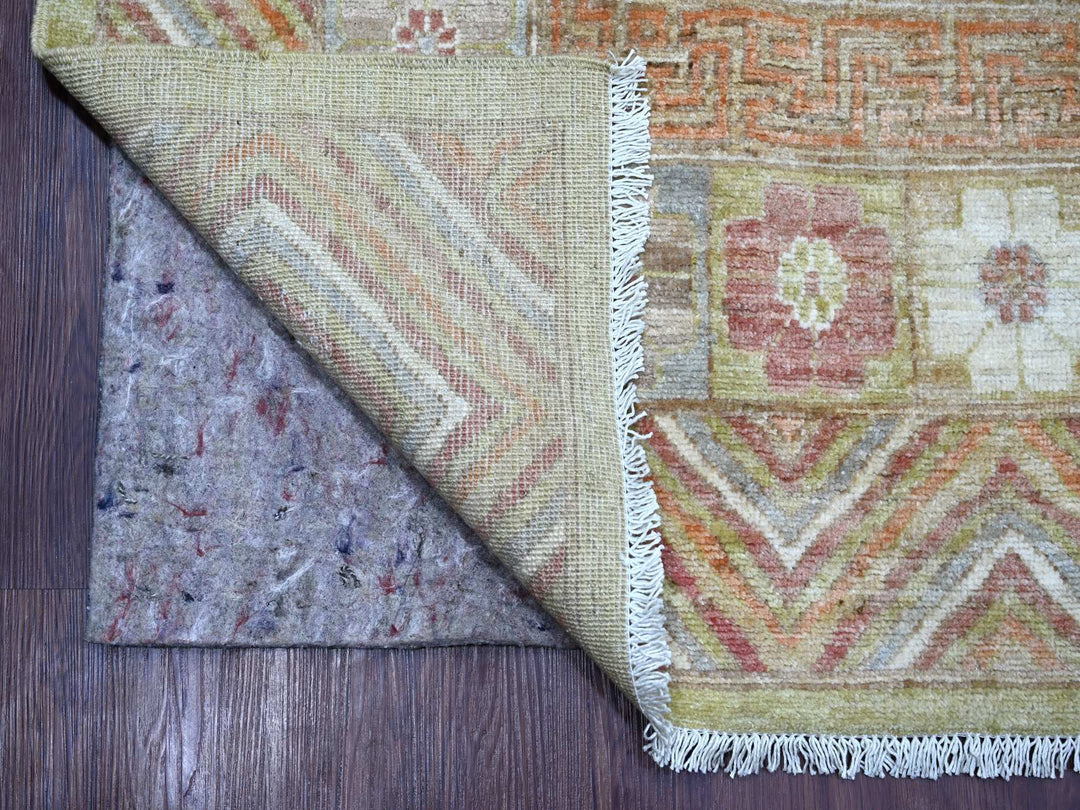 8'8" x 11'9" New Hand Knotted Green Wool Rectangle Oriental Rug - MOA10221077