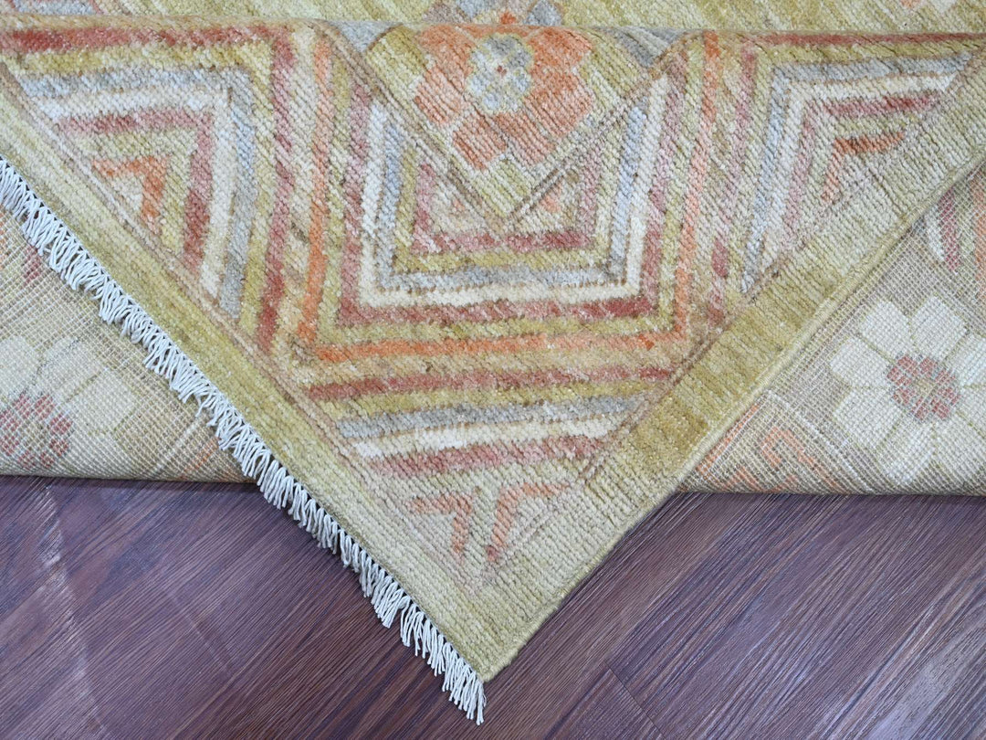 8'8" x 11'9" New Hand Knotted Green Wool Rectangle Oriental Rug - MOA10221077