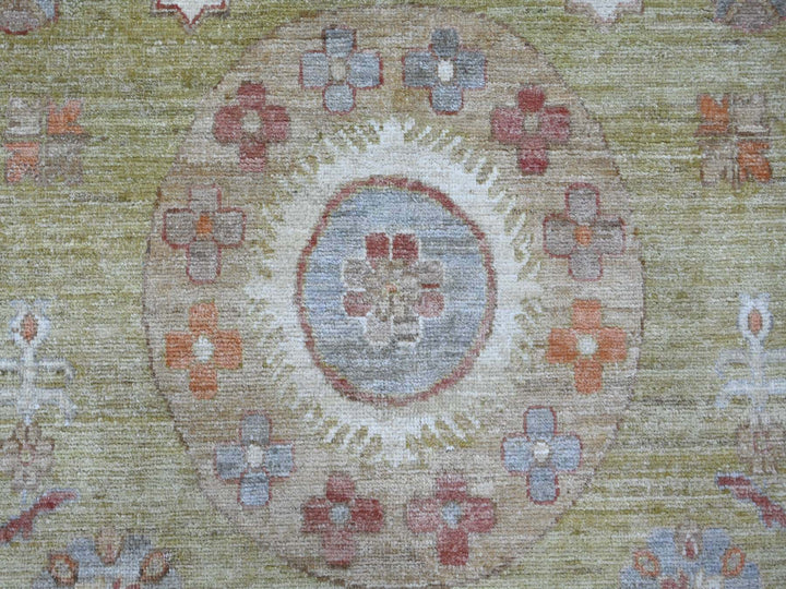 8'8" x 11'9" New Hand Knotted Green Wool Rectangle Oriental Rug - MOA10221077