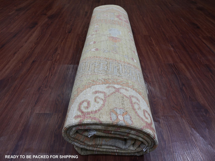 8'8" x 11'9" New Hand Knotted Green Wool Rectangle Oriental Rug - MOA10221077