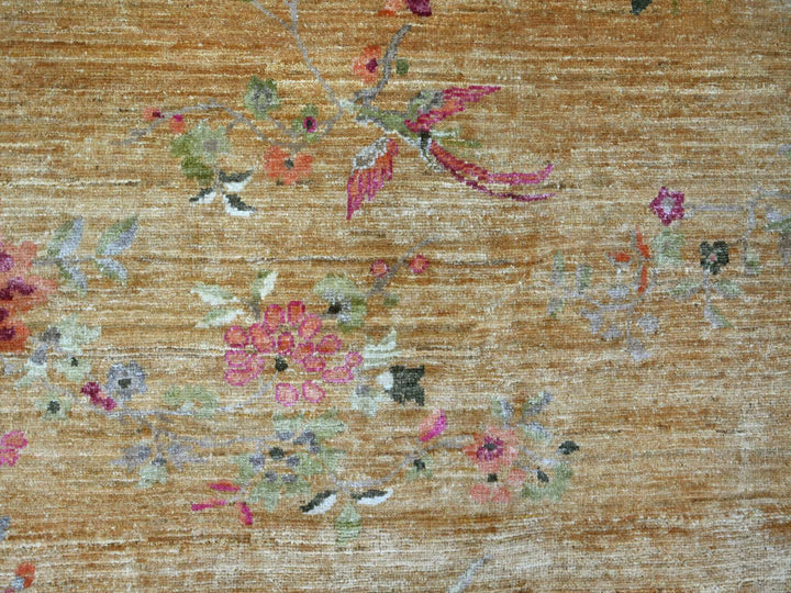 7'10" x 8'0" New Hand Knotted Brown Wool Round Oriental Rug - MOA10221078