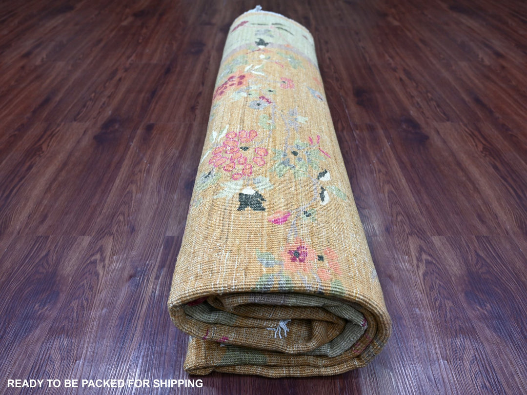 7'10" x 8'0" New Hand Knotted Brown Wool Round Oriental Rug - MOA10221078
