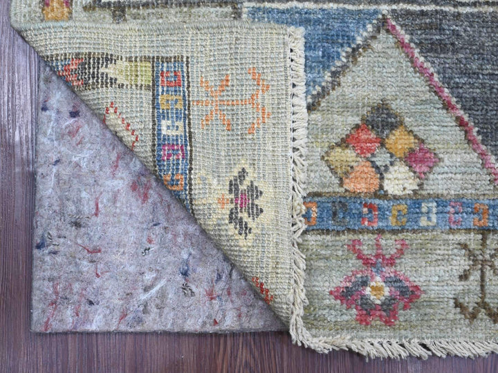 2'10" x 11'8" New Hand Knotted Grey Wool Runner Oriental Rug - MOA10221079