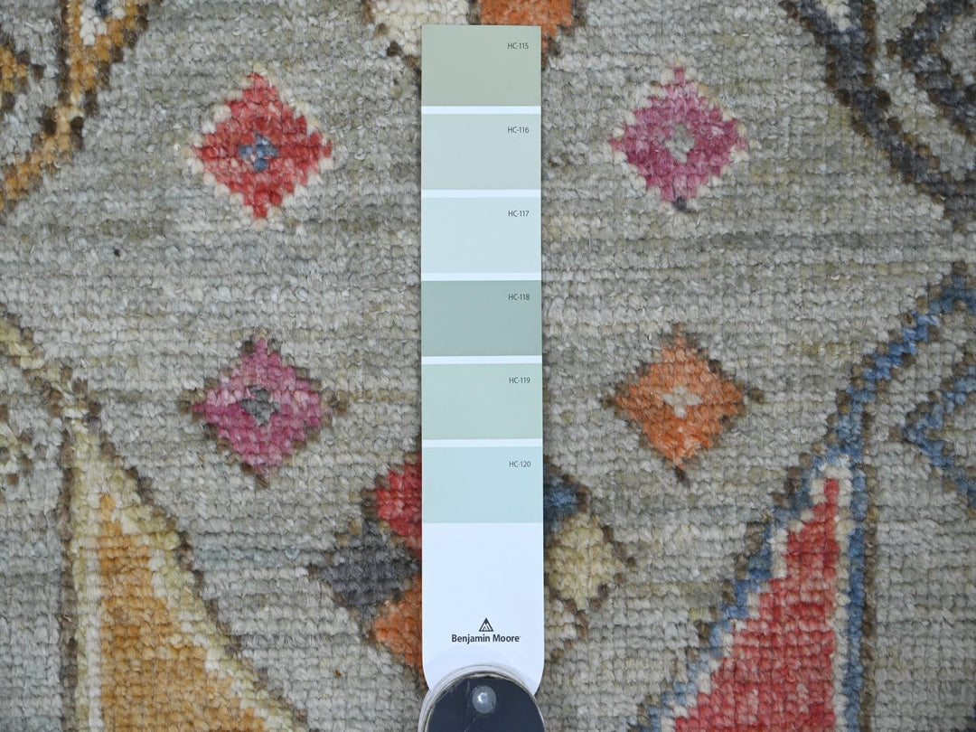 2'10" x 11'8" New Hand Knotted Grey Wool Runner Oriental Rug - MOA10221079