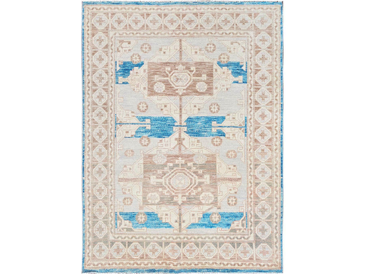 5'0" x 6'9" New Hand Knotted Grey Wool Rectangle Oriental Rug - MOA1022107