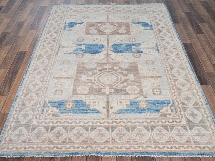 5'0" x 6'9" New Hand Knotted Grey Wool Rectangle Oriental Rug - MOA1022107
