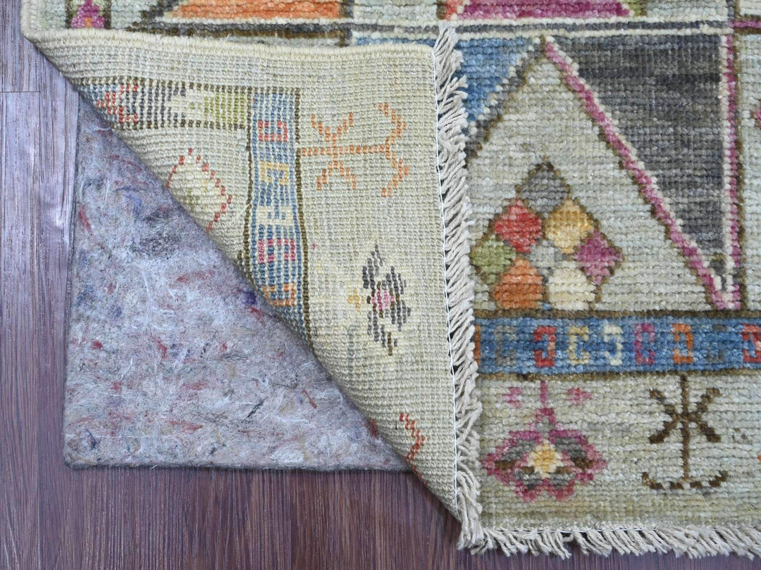 2'8" x 11'8" New Hand Knotted Grey Wool Runner Oriental Rug - MOA10221080