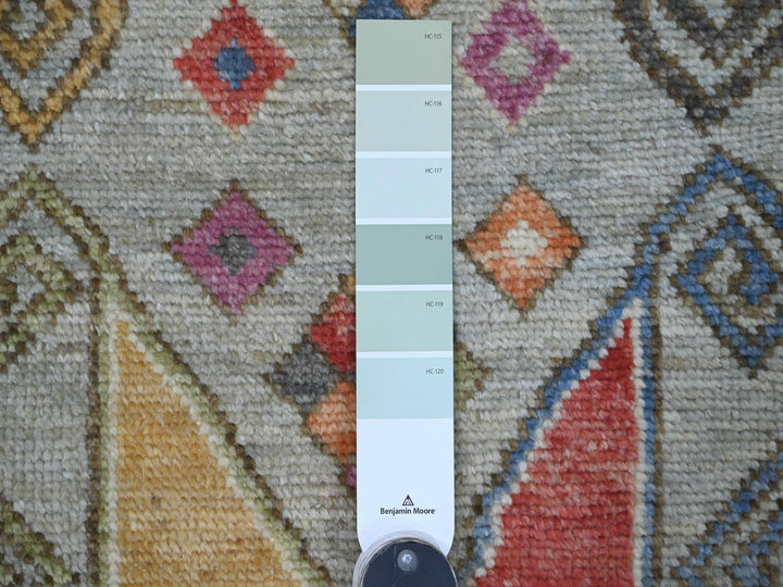 2'8" x 11'8" New Hand Knotted Grey Wool Runner Oriental Rug - MOA10221080