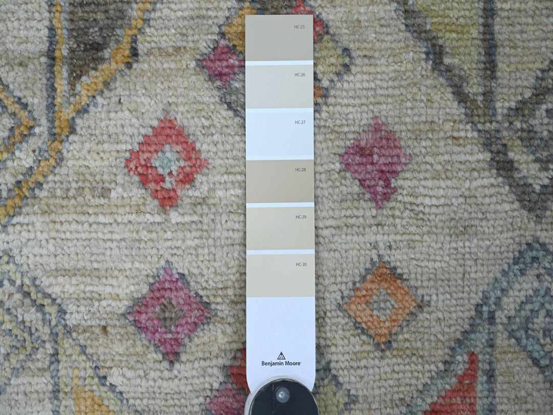 2'8" x 7'8" New Hand Knotted Ivory Wool Runner Oriental Rug - MOA10221081