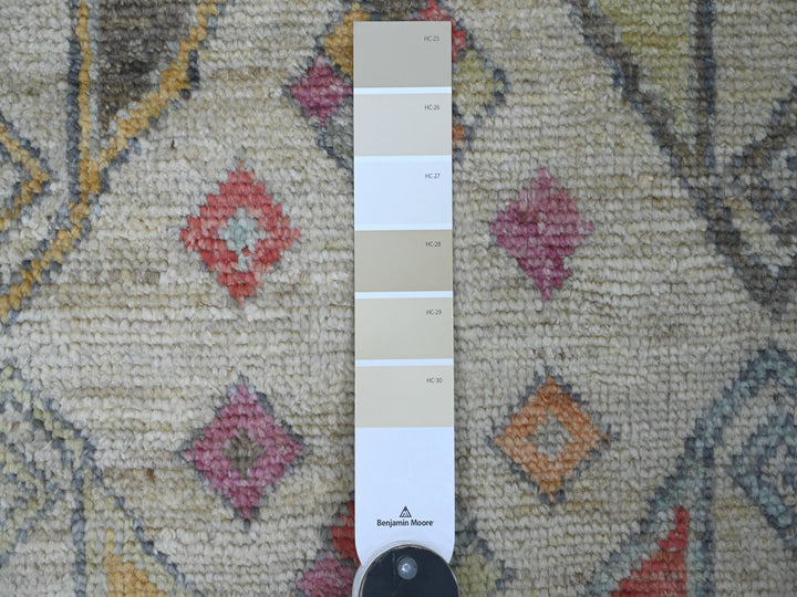 2'8" x 7'8" New Hand Knotted Ivory Wool Runner Oriental Rug - MOA10221081