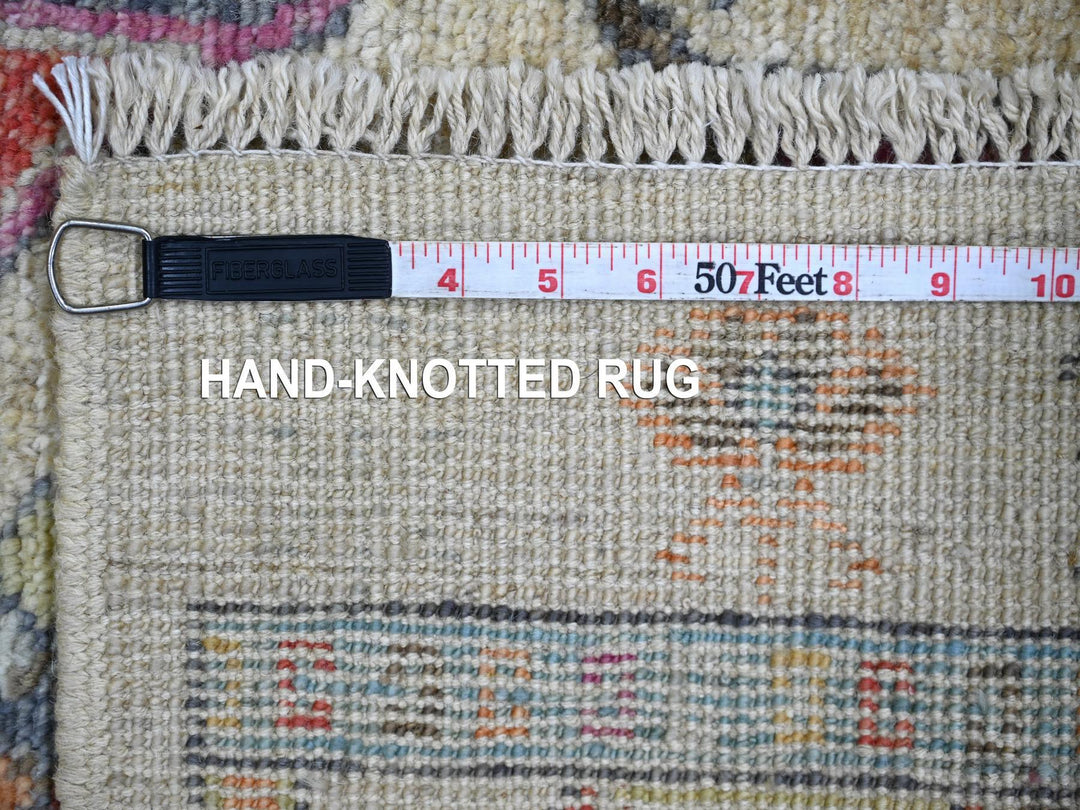 2'8" x 7'8" New Hand Knotted Ivory Wool Runner Oriental Rug - MOA10221081