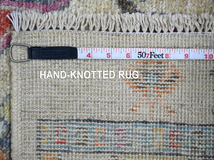 2'8" x 7'8" New Hand Knotted Ivory Wool Runner Oriental Rug - MOA10221081