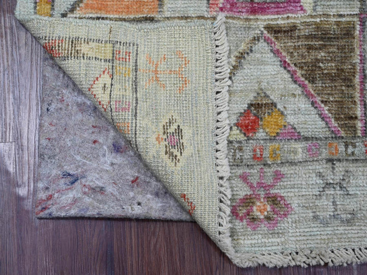 2'7" x 6'0" New Hand Knotted Grey Wool Runner Oriental Rug - MOA10221082