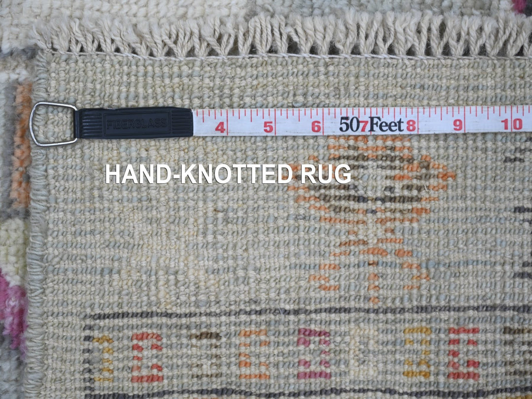 2'7" x 6'0" New Hand Knotted Grey Wool Runner Oriental Rug - MOA10221082