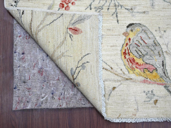 7'9" x 9'8" New Hand Knotted Ivory Wool Rectangle Oriental Rug - MOA10221085