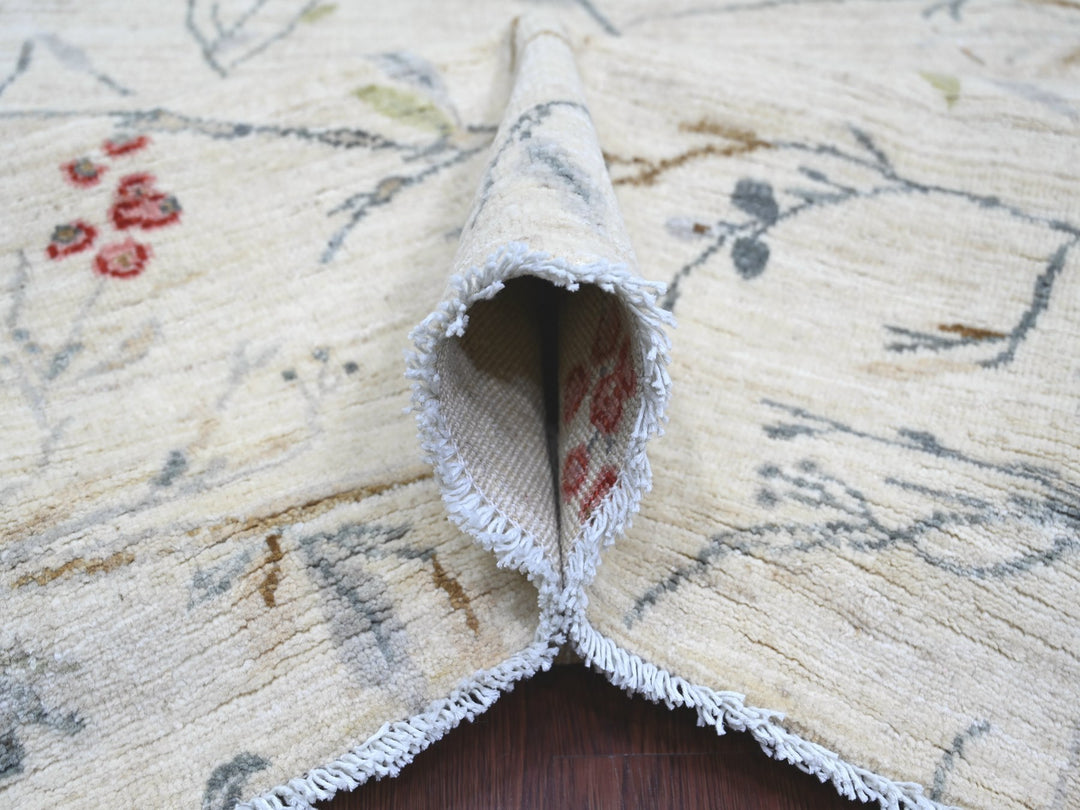 7'9" x 9'8" New Hand Knotted Ivory Wool Rectangle Oriental Rug - MOA10221085