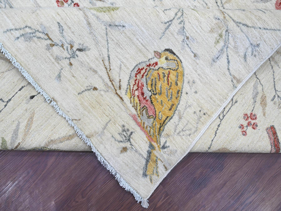 7'9" x 9'8" New Hand Knotted Ivory Wool Rectangle Oriental Rug - MOA10221085