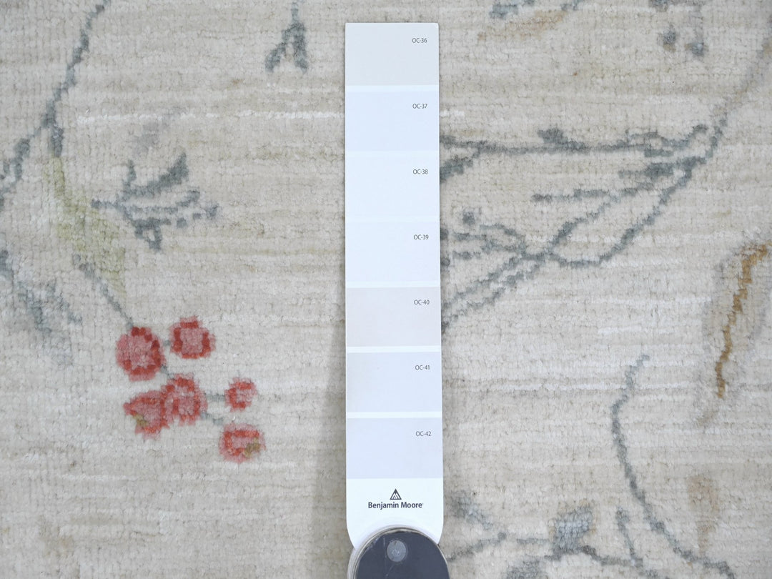 7'9" x 9'8" New Hand Knotted Ivory Wool Rectangle Oriental Rug - MOA10221085