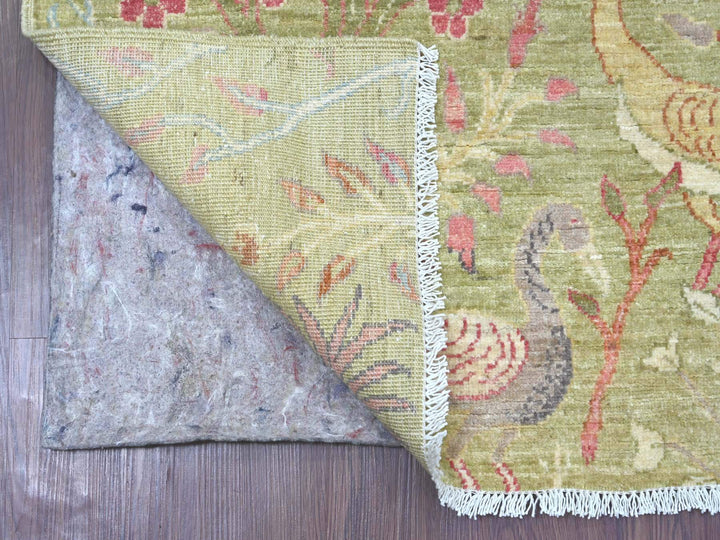 4'11" x 7'0" New Hand Knotted Green Wool Rectangle Oriental Rug - MOA10221087