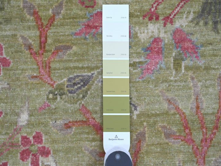 4'11" x 7'0" New Hand Knotted Green Wool Rectangle Oriental Rug - MOA10221087