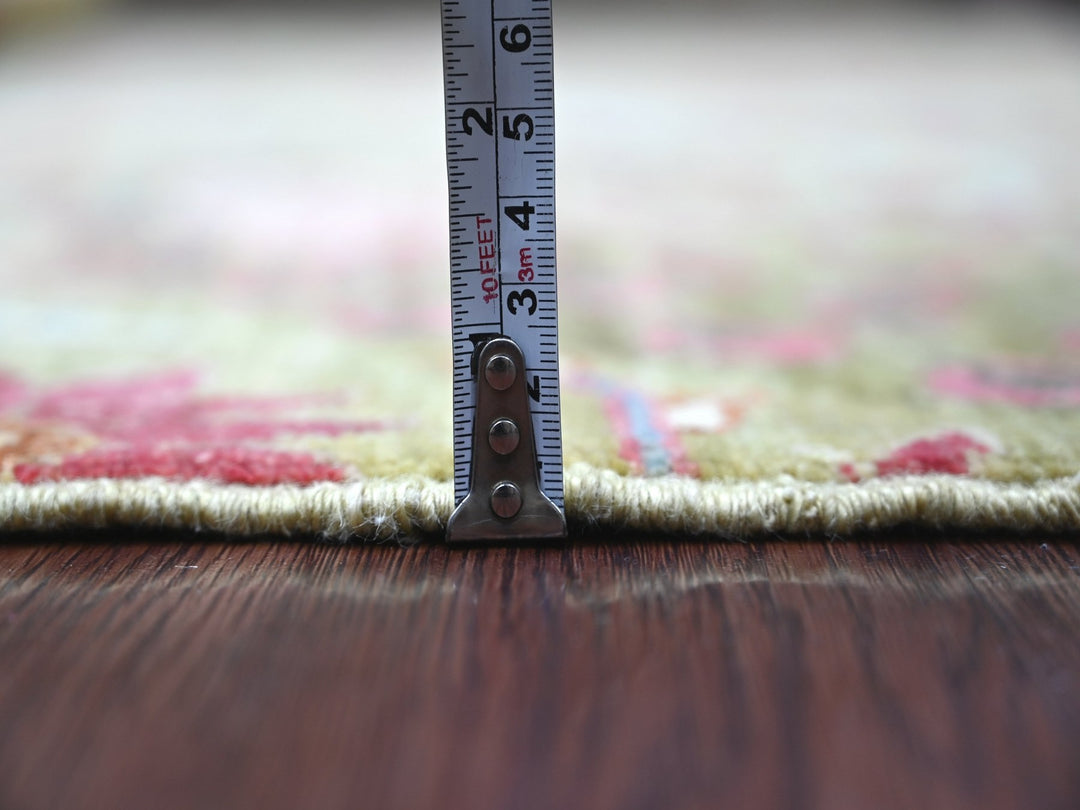 4'11" x 7'0" New Hand Knotted Green Wool Rectangle Oriental Rug - MOA10221087